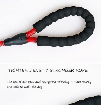 Heavy-Duty Reflective Dog Leash 150/200/300cm – Strong Anti-Pull Lead for Small & Large Dogs