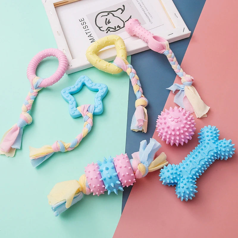 TPR Knot Chew Toy for Small Dogs – Durable Bite-Resistant Dental Cleaning & Training Toy