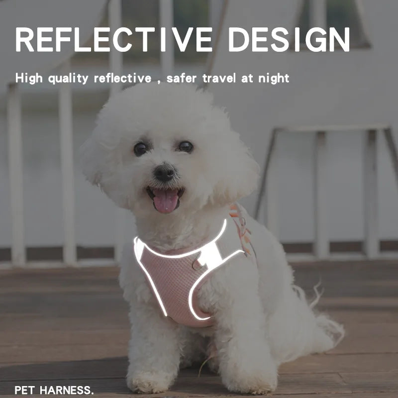 Reflective Dog & Cat Harness and Leash Set – Adjustable Vest for Small & Medium Pets (Chihuahua, Yorkie)