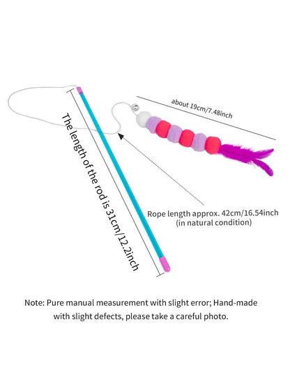 Interactive Cat Wand Toy – Elastic Fur Teaser Stick for Fun Play