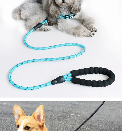 Heavy-Duty Reflective Dog Leash 150/200/300cm – Strong Anti-Pull Lead for Small & Large Dogs
