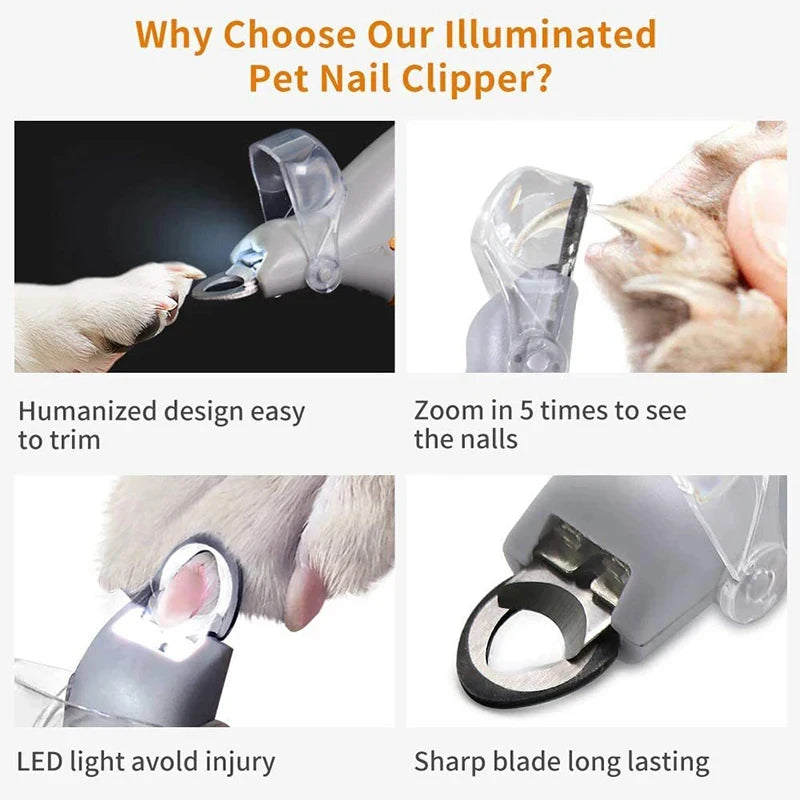 Professional LED Pet Nail Clippers – Precision Grooming Tool for Dogs & Cats