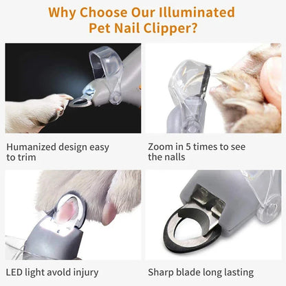 Professional LED Pet Nail Clippers – Precision Grooming Tool for Dogs & Cats