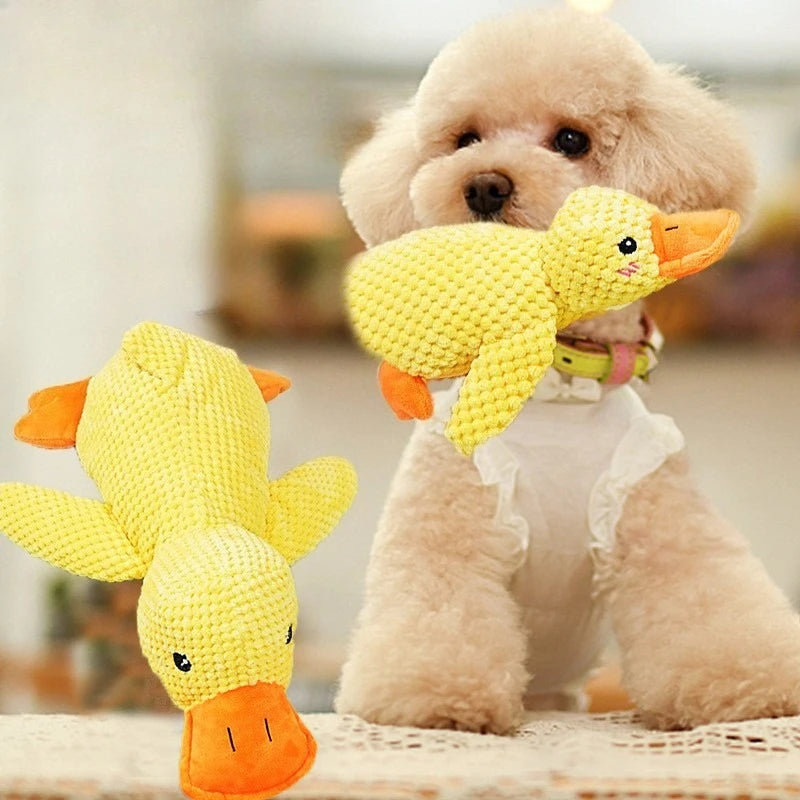 Sleeping Duck Plush Dog Toy – Squeaky Bite-Resistant Chew Toy for Small Dogs