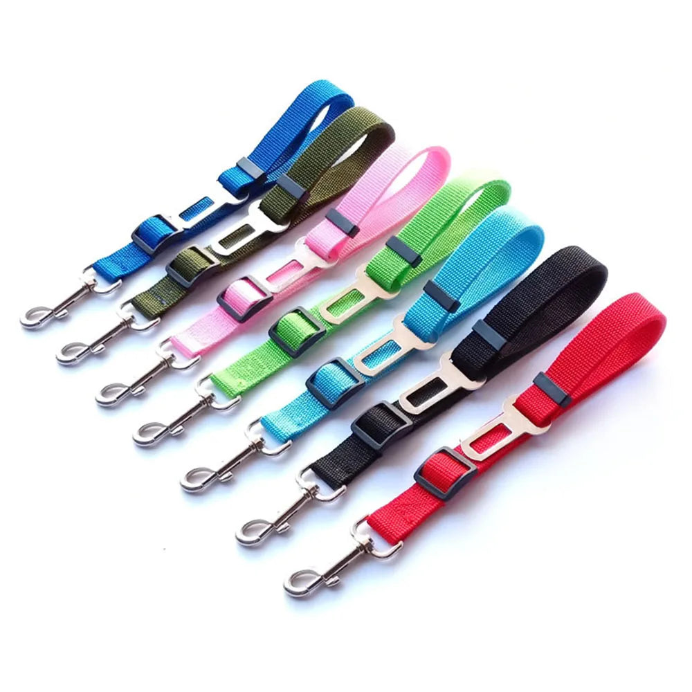 Adjustable Reflective Dog Car Seat Belt Harness – Elastic Shock-Absorbing Travel Safety Strap