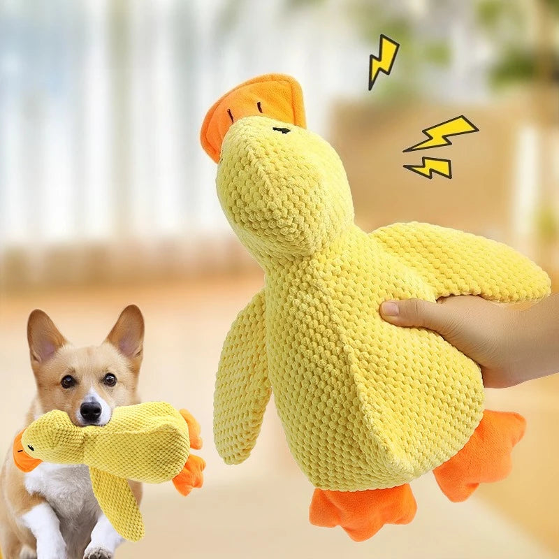 Sleeping Duck Plush Dog Toy – Squeaky Bite-Resistant Chew Toy for Small Dogs