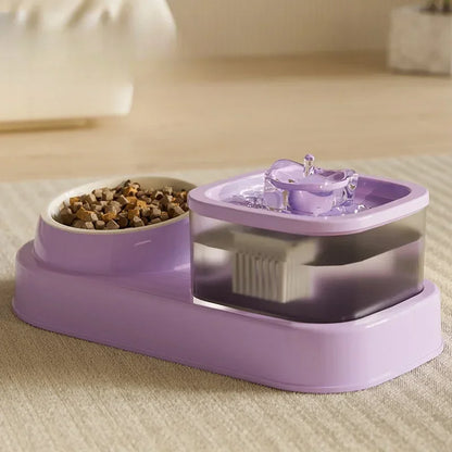 2-in-1 Automatic Pet Water Fountain – USB Powered, Quiet Filtered Drinking Bowl for Cats