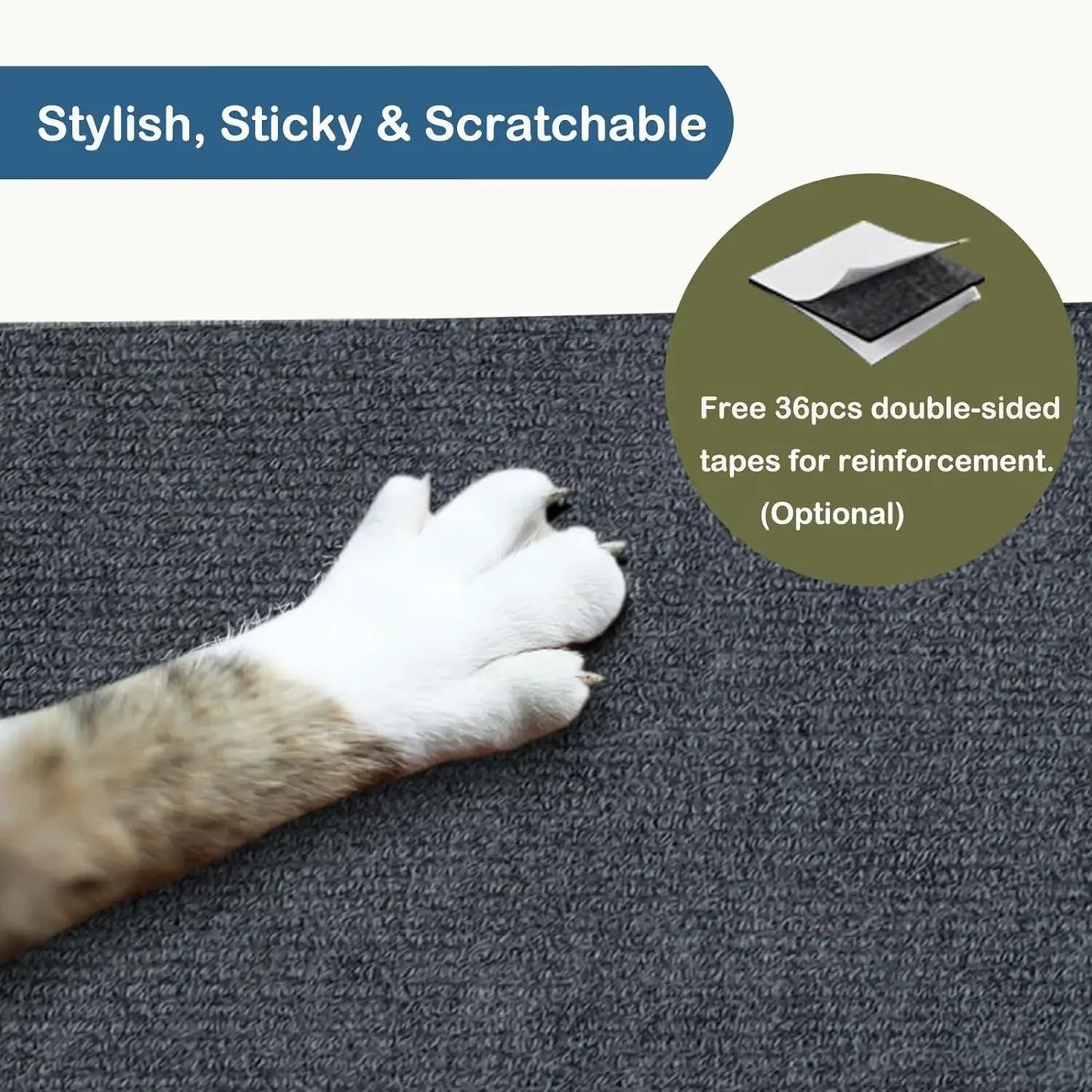 Self-Adhesive Cat Scratch Protector Mat – Trim-to-Fit Furniture & Sofa Guard