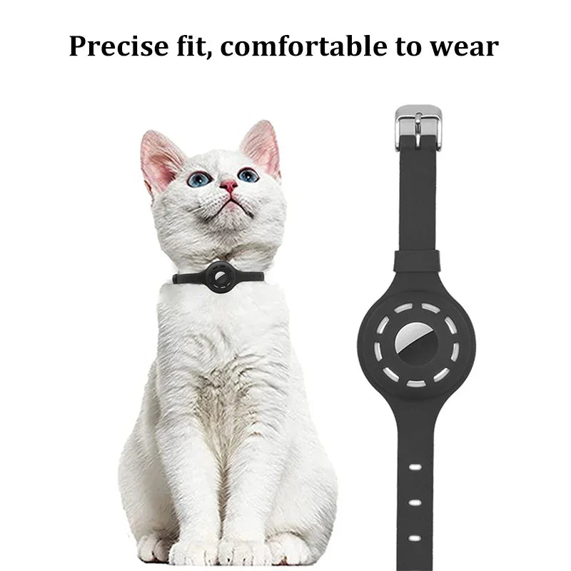 Silicone Cat Collar for Apple AirTag – Adjustable Anti-Lost Pet Tracker Holder