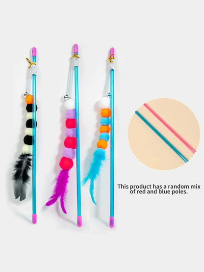Interactive Cat Wand Toy – Elastic Fur Teaser Stick for Fun Play