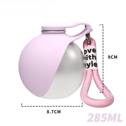 285ml Dog Water Bottle with Removable Silicone Bowl – Leakproof Stainless Steel Travel Dispenser