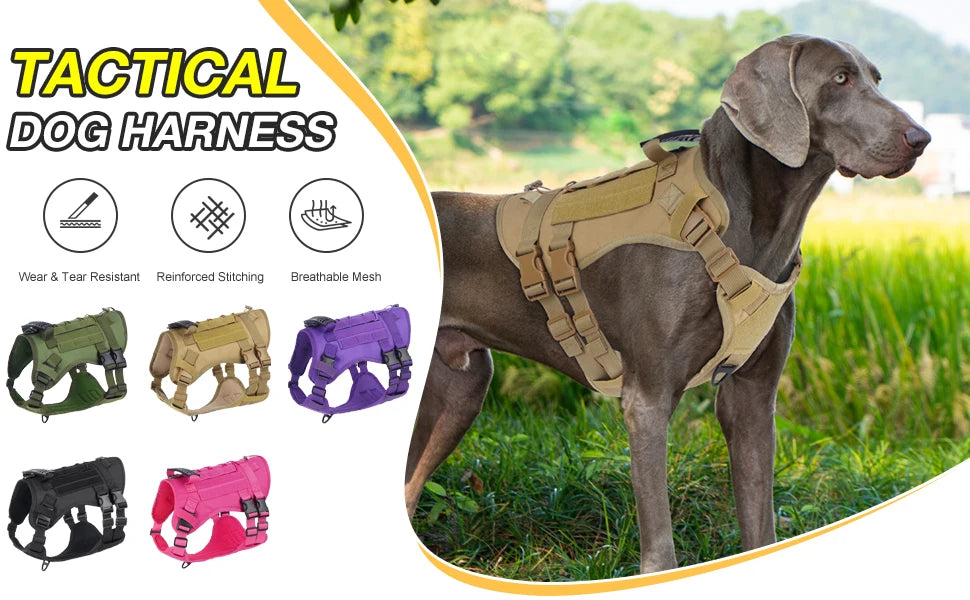 Tactical Dog Harness for Large Dogs – Heavy-Duty Anti-Slip Outdoor Walking Vest