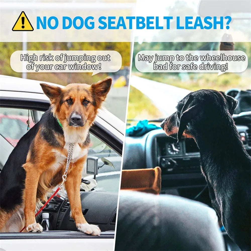 Adjustable Reflective Dog Car Seat Belt Harness – Elastic Shock-Absorbing Travel Safety Strap