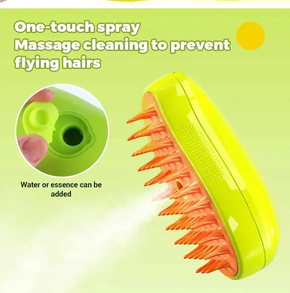 3-in-1 Electric Steam Pet Grooming Brush – Spray Massage Comb for Dogs & Cats