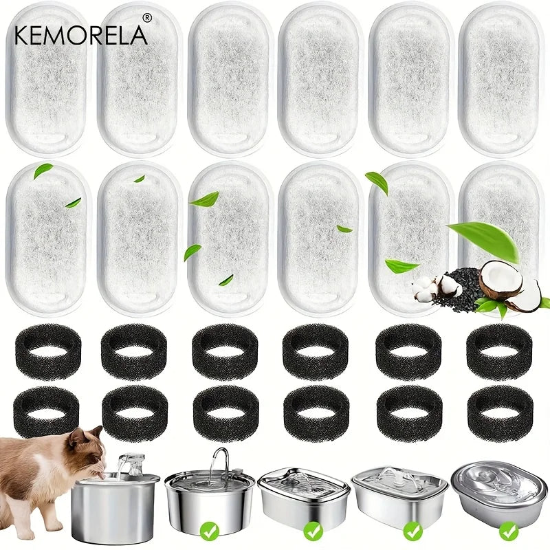 12/15PCS Activated Carbon Sponge Filters – Replacement for Stainless Steel Cat Water Fountain