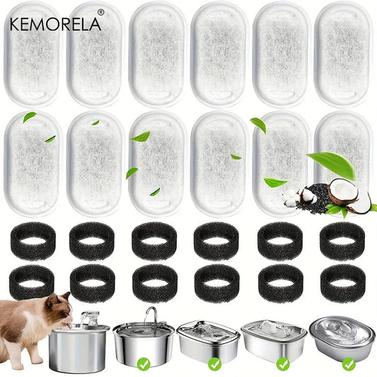 12/15PCS Activated Carbon Sponge Filters – Replacement for Stainless Steel Cat Water Fountain