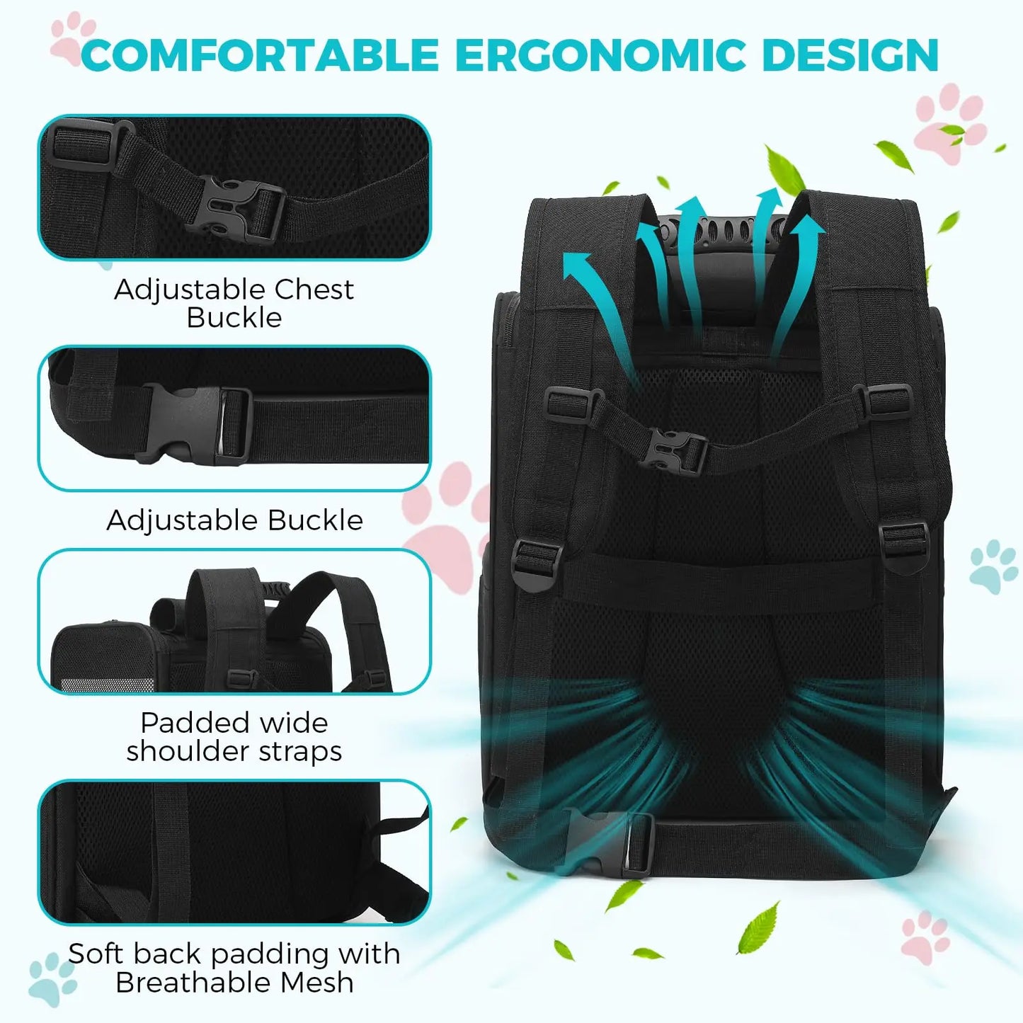 Dogat Pet Backpack XL Breathable Cat/dogs Transporter Up To 10Kg Mesh Window Foldable