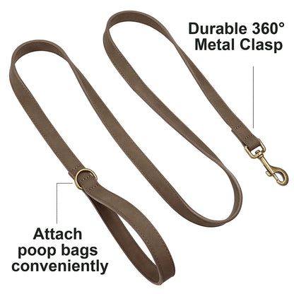 Custom PU leather dog harness and leash set with engraved ID buckle. Durable vest-style harness with matching lead rope, ideal for small and medium dogs, including bulldogs.