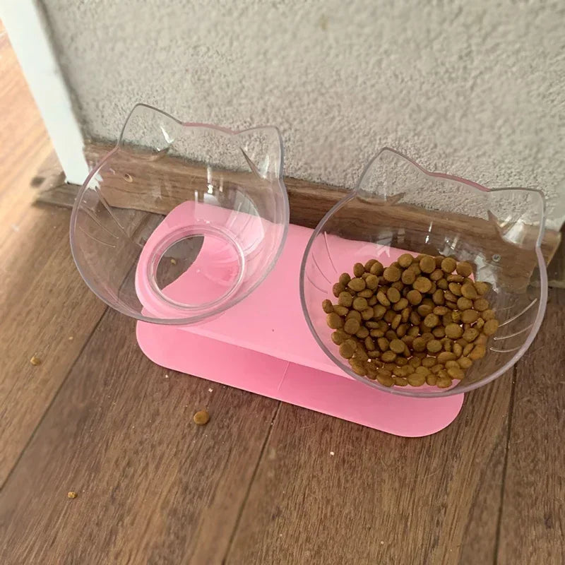 Double Pet Bowl with Stand – Non-Slip Food & Water Feeder for Dogs & Cats