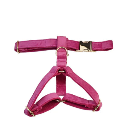 Velvet Dog Collar & Leash Set – Soft Red/Pink Adjustable Set for Dogs