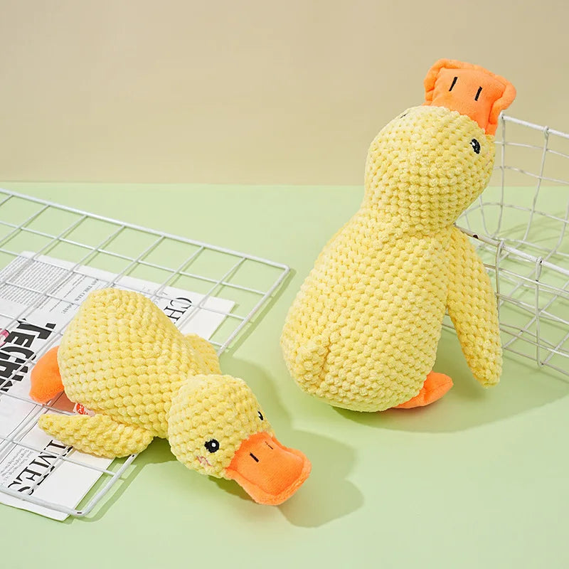 Sleeping Duck Plush Dog Toy – Squeaky Bite-Resistant Chew Toy for Small Dogs