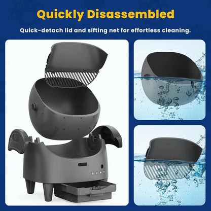 Electric Cat Litter Tray Self-Cleaning Open Cat Litter Tray, Automatic Cat Litter Tray with Odour Control, App & Safety Sensor