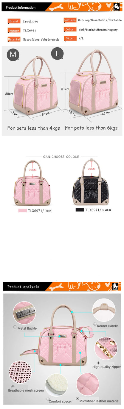 Truelove Breathable Pet Carrier Handbag – Stylish Travel Bag for Small Dogs & Medium Cats (TLX6971)