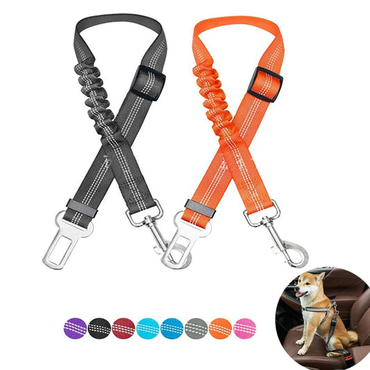 Adjustable Reflective Dog Car Seat Belt Harness – Elastic Shock-Absorbing Travel Safety Strap