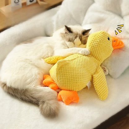 Sleeping Duck Plush Dog Toy – Squeaky Bite-Resistant Chew Toy for Small Dogs