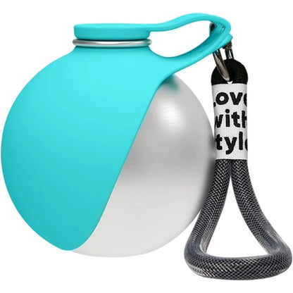 285ml Dog Water Bottle with Removable Silicone Bowl – Leakproof Stainless Steel Travel Dispenser