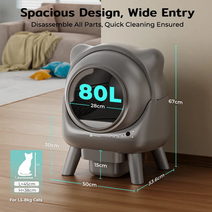 Amicura Cura X1 Smart Automatic Self-Cleaning Cat Litter Box with App Control and Splash-Proof Large-Capacity Design