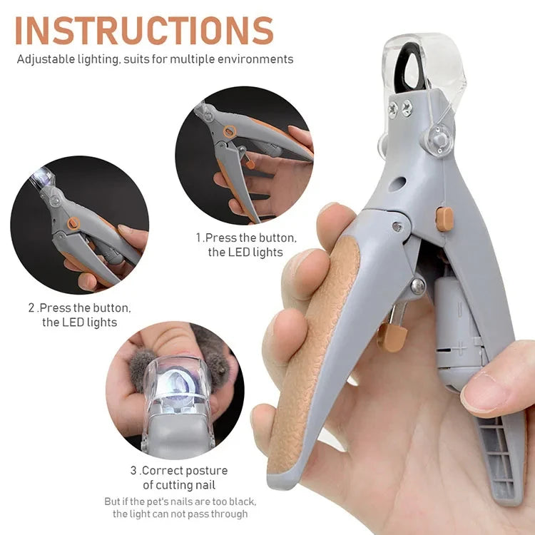 Professional LED Pet Nail Clippers – Precision Grooming Tool for Dogs & Cats