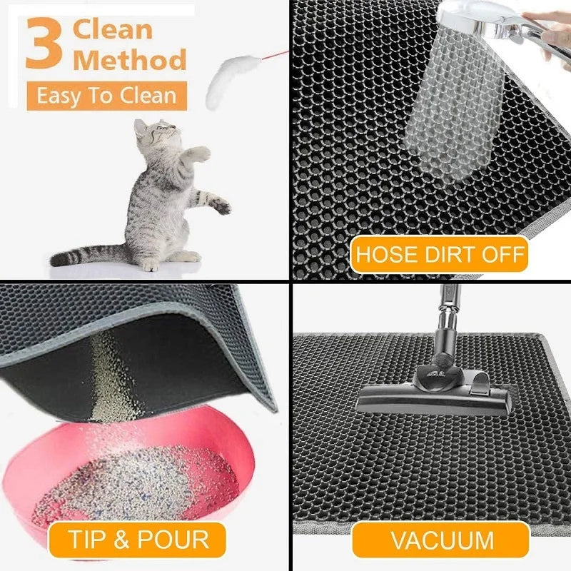 Waterproof Double-Layer Cat Litter Mat – Easy-Clean Pet Litter Pad for Cats