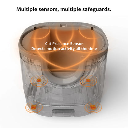 Self-cleaning cat litter box with an open design, advanced safety sensors, and extra-large capacity for multi-cat households. Practical, hassle-free, and ideal for easy daily cleaning.