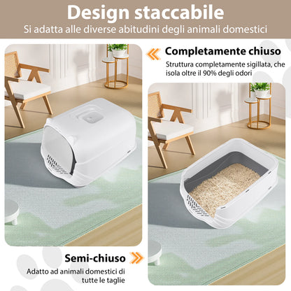 Large Enclosed Cat Litter Box with Flap Door – Detachable Hood, Easy to Clean (51×37×36cm)