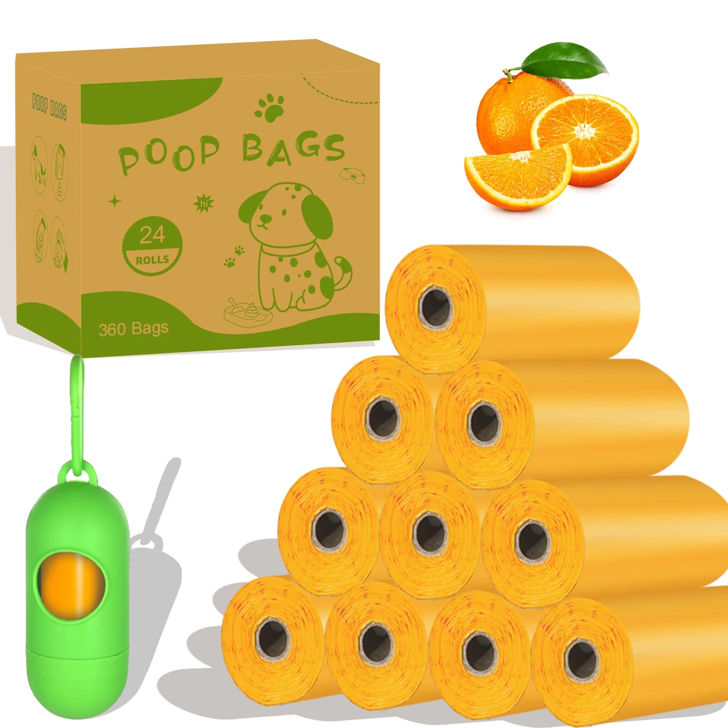 EPI Photodegradable Dog Poop Bags – Orange Scented Waste Bags with Dispenser