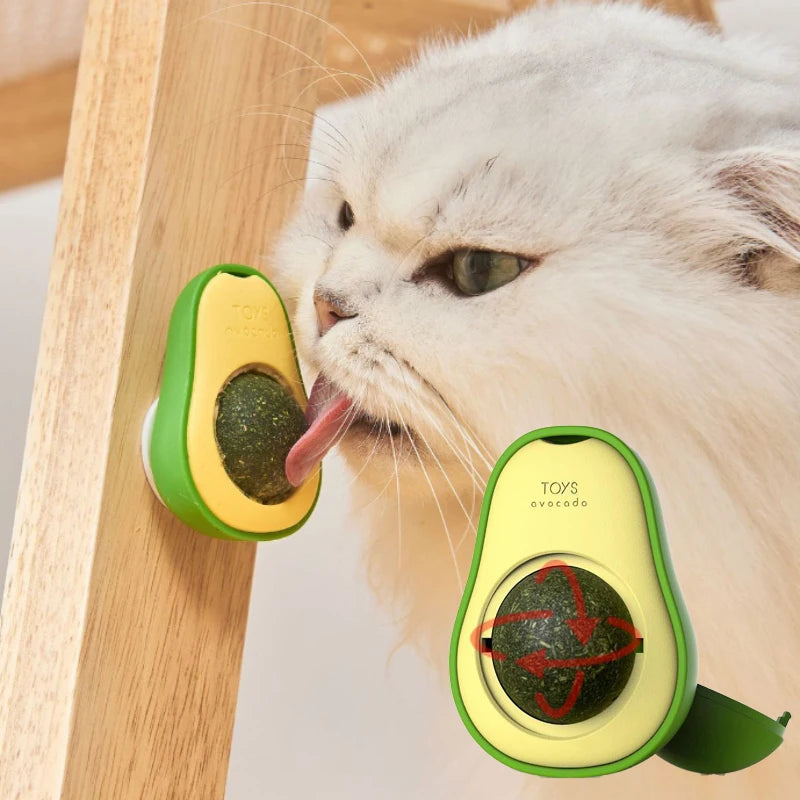 Natural Catnip Wall Ball Toy – Rotating Dental Cleaning & Scratching Toy for Cats