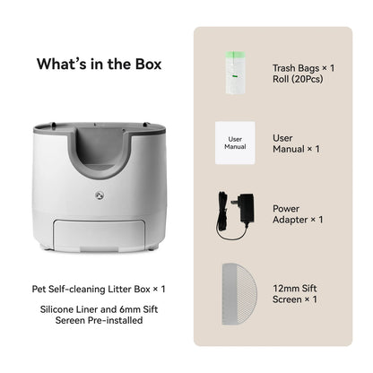 Furoomate Automatic Smart Cat Litter Box, self-cleaning design with 11L high-capacity waste bin. Intelligent pet toilet tray, ideal for easy and hygienic cat care.