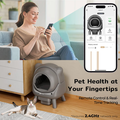 Amicura Cura X1 Smart Automatic Self-Cleaning Cat Litter Box with App Control and Splash-Proof Large-Capacity Design