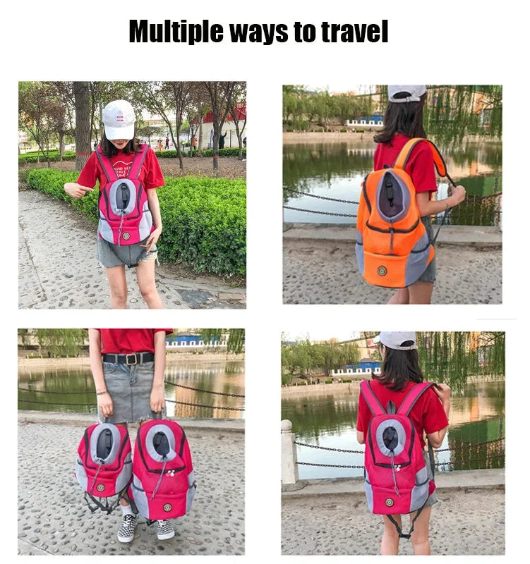 Breathable Pet Carrier Backpack – Adjustable Front Travel Bag with Reflective Strips for Dogs & Cats