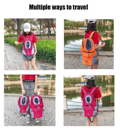 Breathable Pet Carrier Backpack – Adjustable Front Travel Bag with Reflective Strips for Dogs & Cats