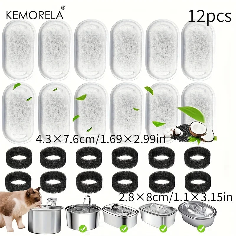 12/15PCS Activated Carbon Sponge Filters – Replacement for Stainless Steel Cat Water Fountain