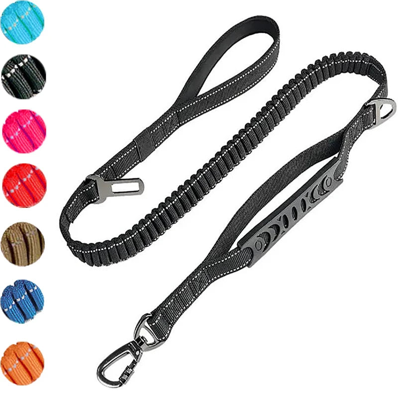 Multifunction Retractable Dog Leash – Reflective Nylon Lead with Car Safety Buckle