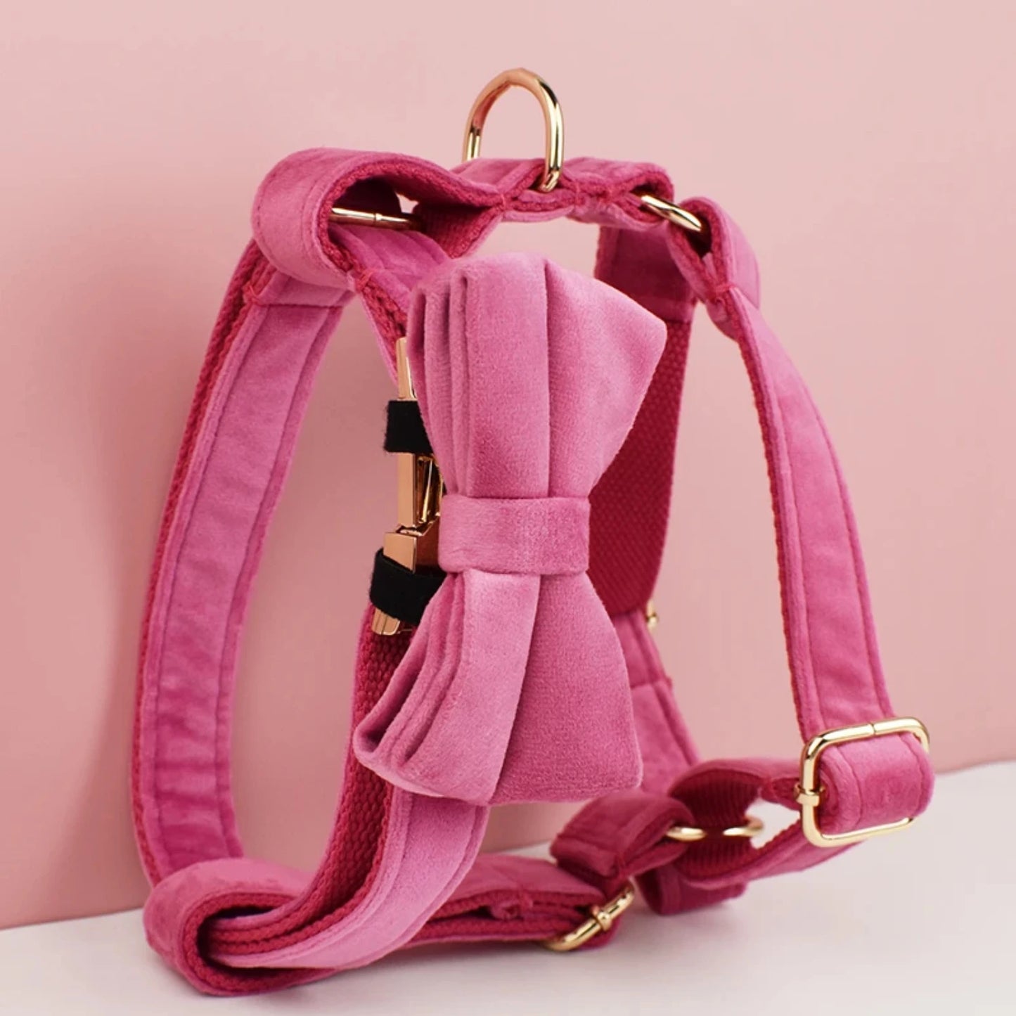 Velvet Dog Collar & Leash Set – Soft Red/Pink Adjustable Set for Dogs