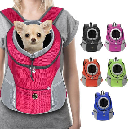 Breathable Pet Carrier Backpack – Adjustable Front Travel Bag with Reflective Strips for Dogs & Cats