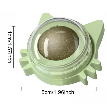 Natural Catnip Wall Toy – Rotating Suction Cup Ball for Dental Care & Play