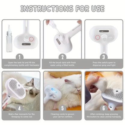 Pet Spray Grooming Comb – Hair Removal Brush with Water Mist for Dogs & Cats