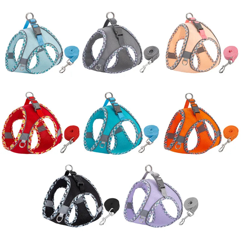 Reflective Dog & Cat Harness and Leash Set – Adjustable Vest for Small & Medium Pets (Chihuahua, Yorkie)