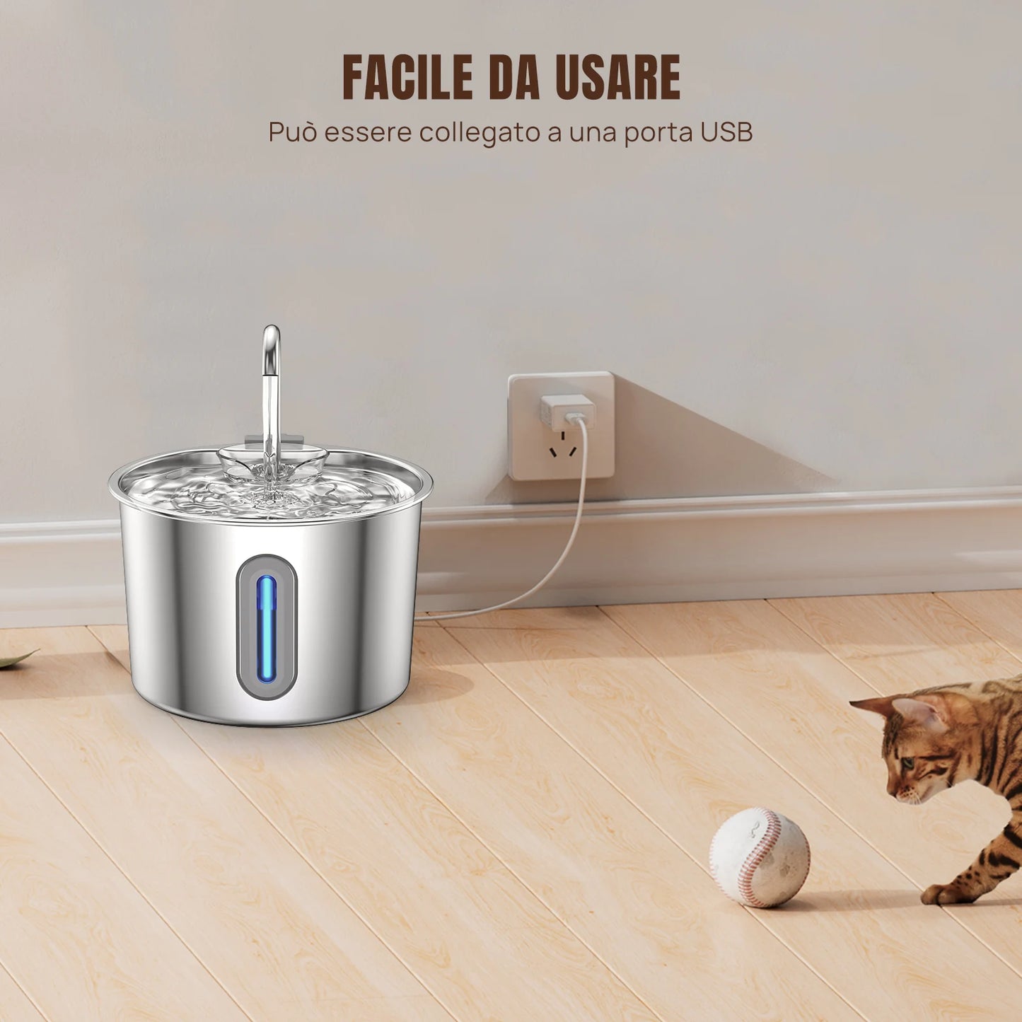2.2L Stainless Steel Cat Water Fountain – Automatic Pet Water Dispenser with Quiet Pump & Visible Window