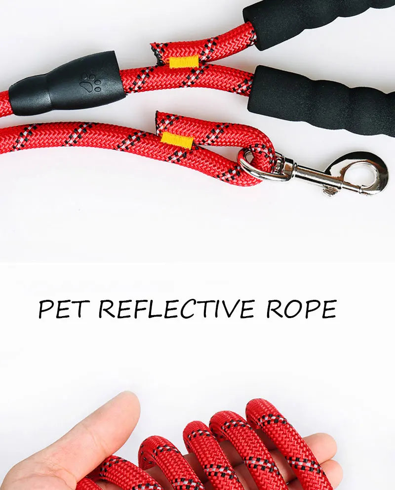 Heavy-Duty Reflective Dog Leash 150/200/300cm – Strong Anti-Pull Lead for Small & Large Dogs